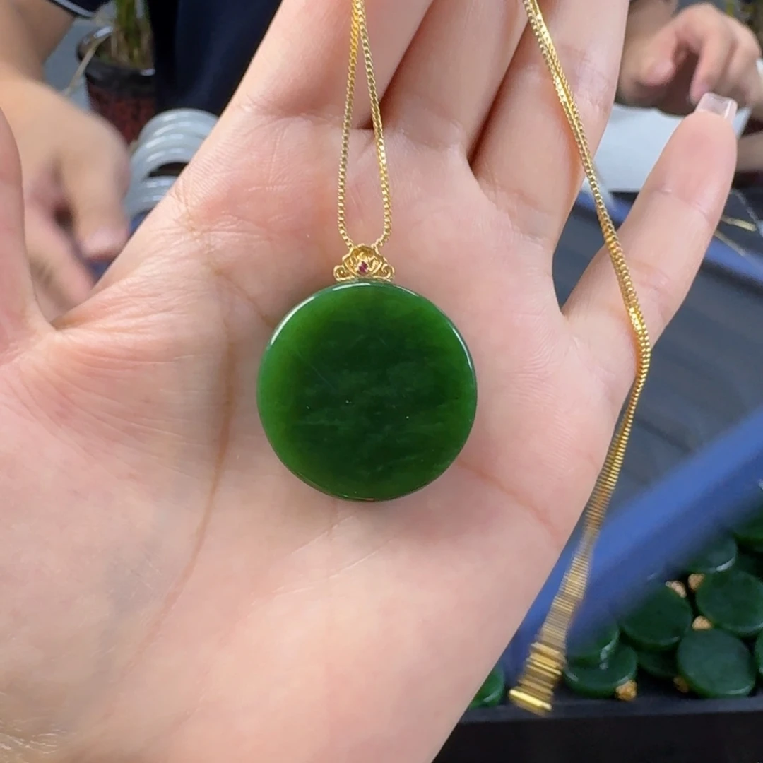 和田玉（碧玉）银S925镶嵌颈饰