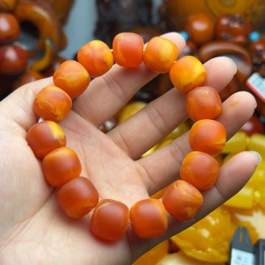 琥珀（花珀）手串未镶嵌蜜蜡
