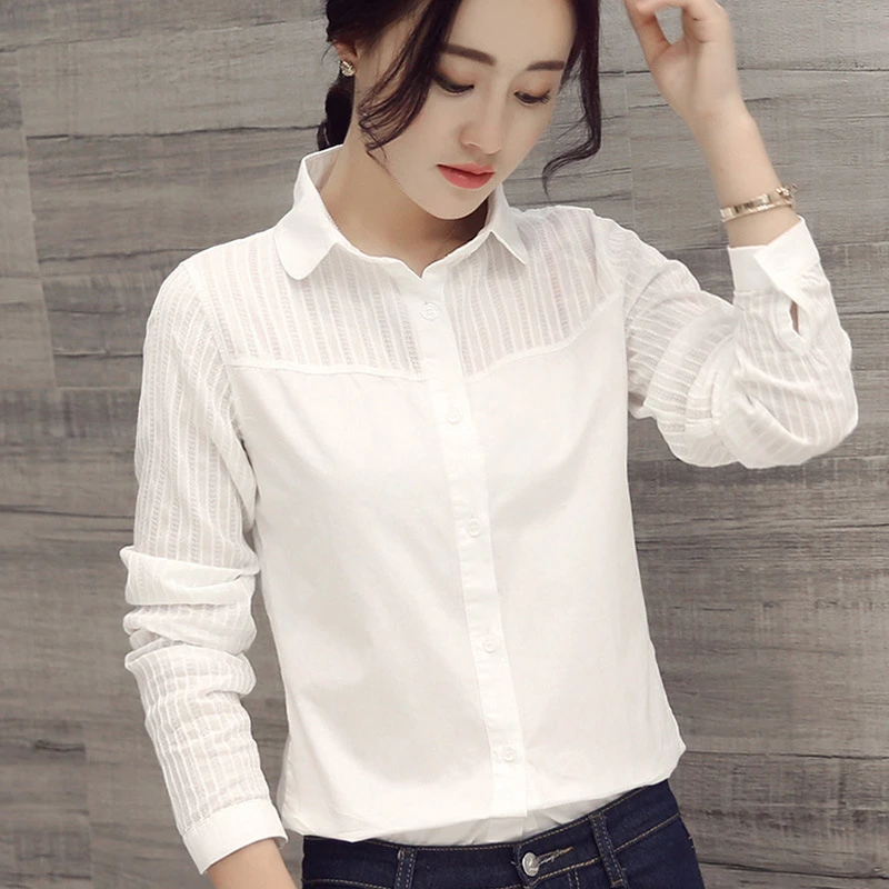 棉茧 通勤白衬衫女长袖2025春装新款内搭叠穿打底翻领衬衣