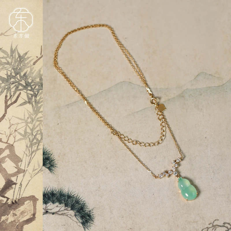 东方俪DOFUNLY【禄生花】翡翠18K金葫芦项链古风复古百搭FCXL空谷