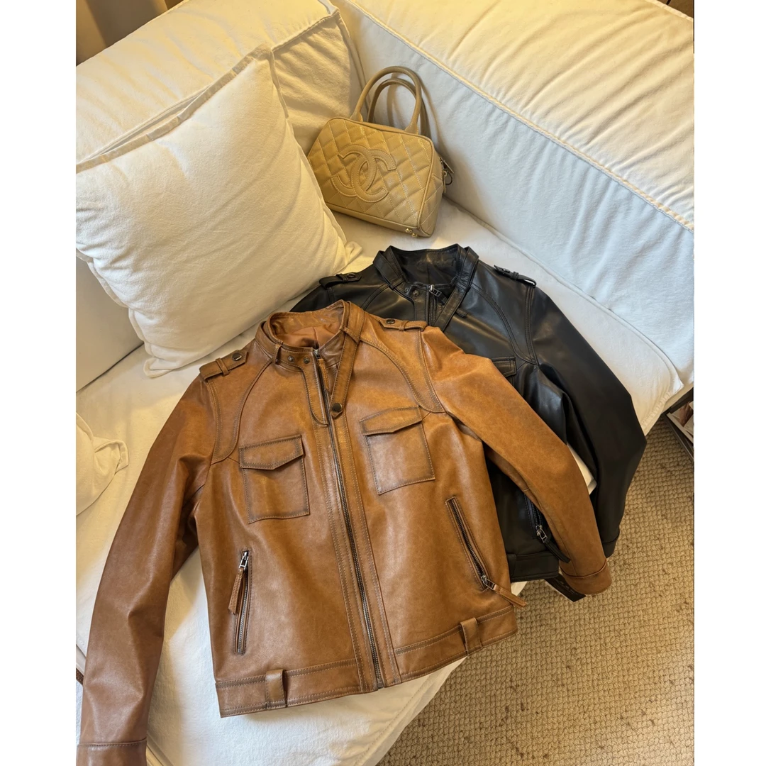 「佐曼ZUOMAN」春秋海宁新款皮衣小立领修身显瘦绵羊皮外套