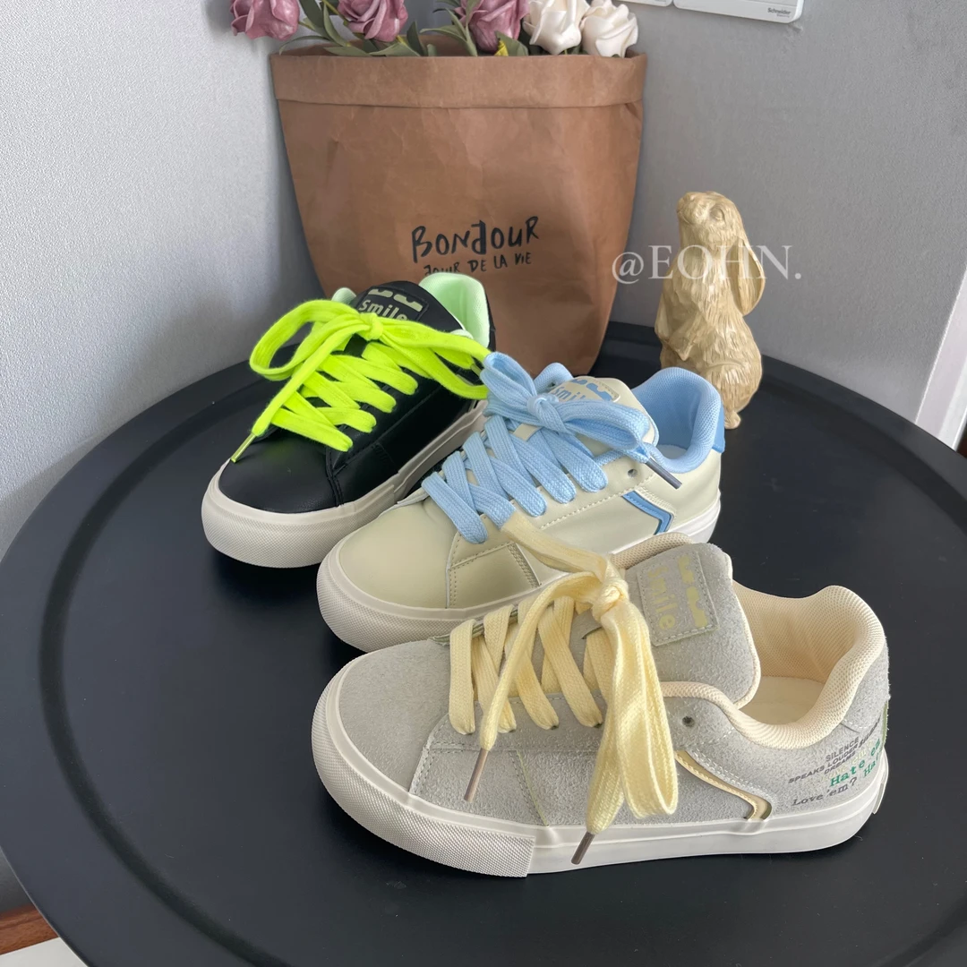 【eohn】2024春季新款圆头低帮休闲板鞋时尚百搭学生小众ins
