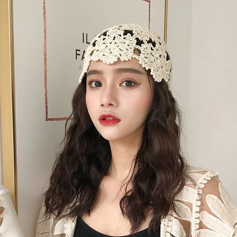 水墨江南钩花镂空帽