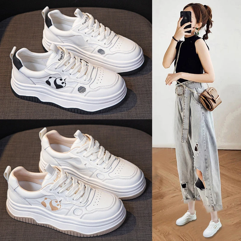 厚底小白鞋女2025春季新款百搭大头女鞋洋气软底休闲熊猫运动板鞋