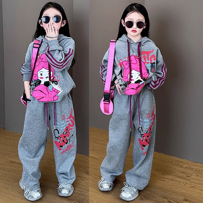 女童2025卫衣套装春秋大童女孩运动两件套儿童春装韩系高级感穿搭