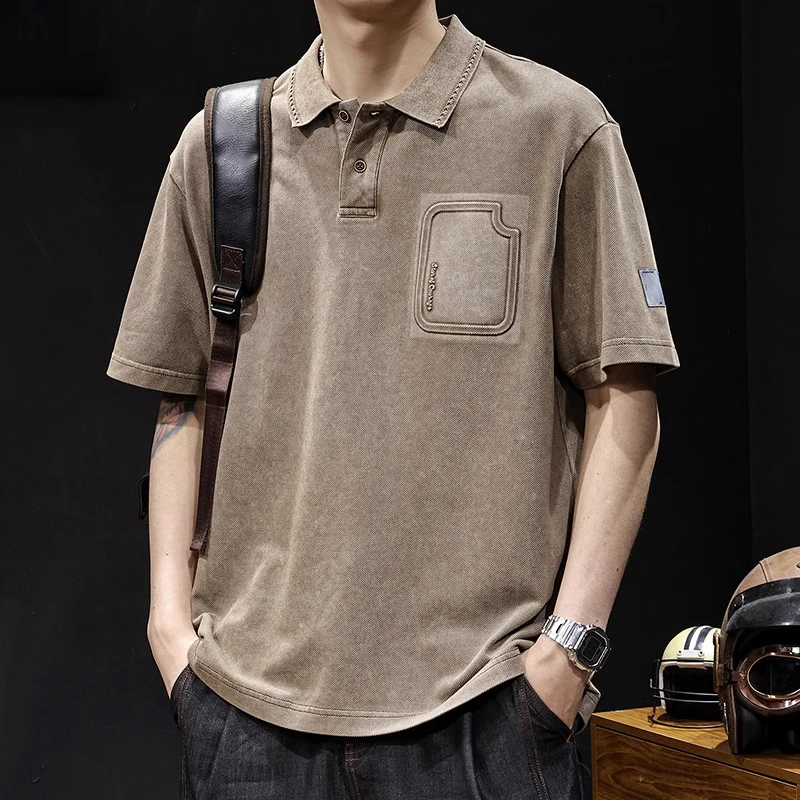 U&PURA美式复古Polo衫男款短袖t恤夏季新款百搭舒适简约潮流T恤