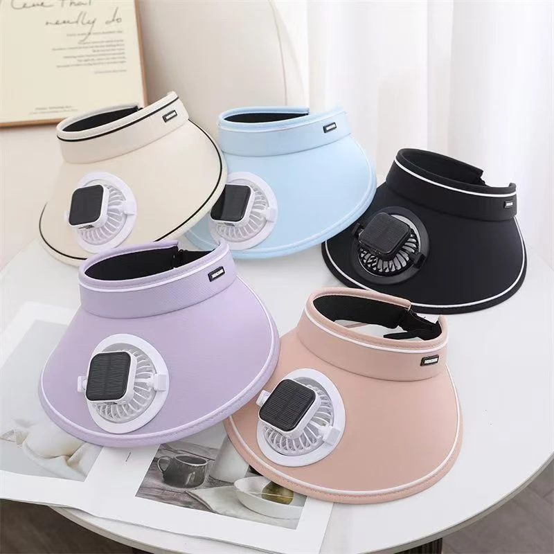 新款太阳能风扇帽子儿童遮阳帽防晒空顶帽子夏季外出户外旅行游玩