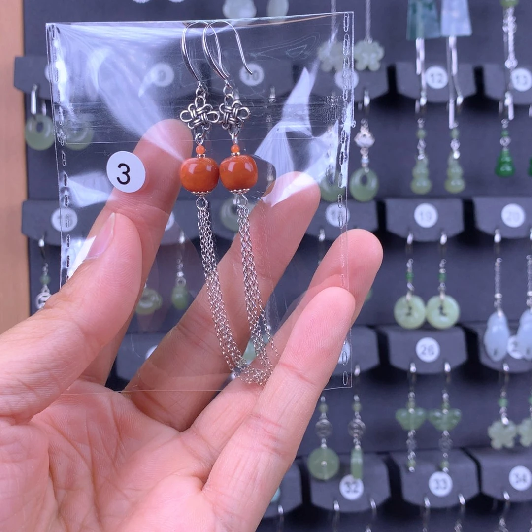 和田玉耳饰银S925镶嵌相****7