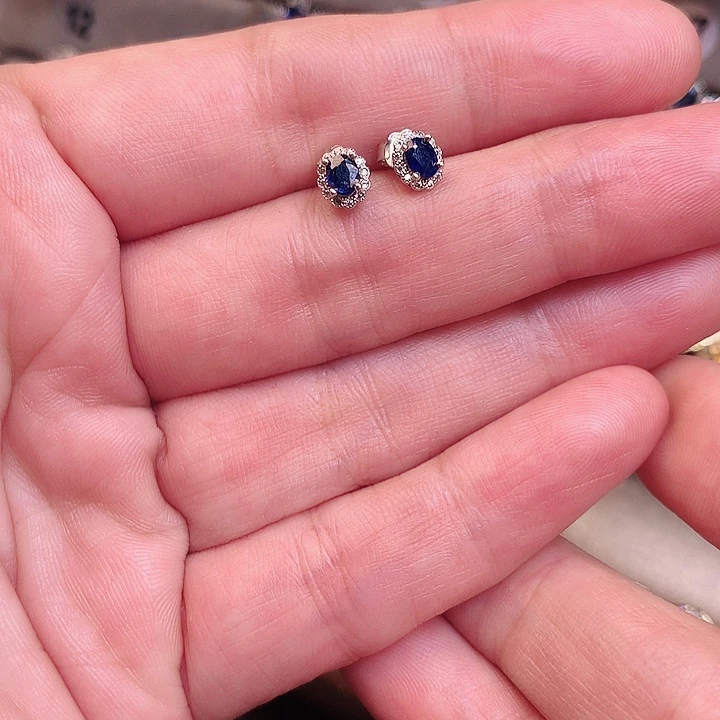 蓝宝石耳饰银S925镶嵌?****?