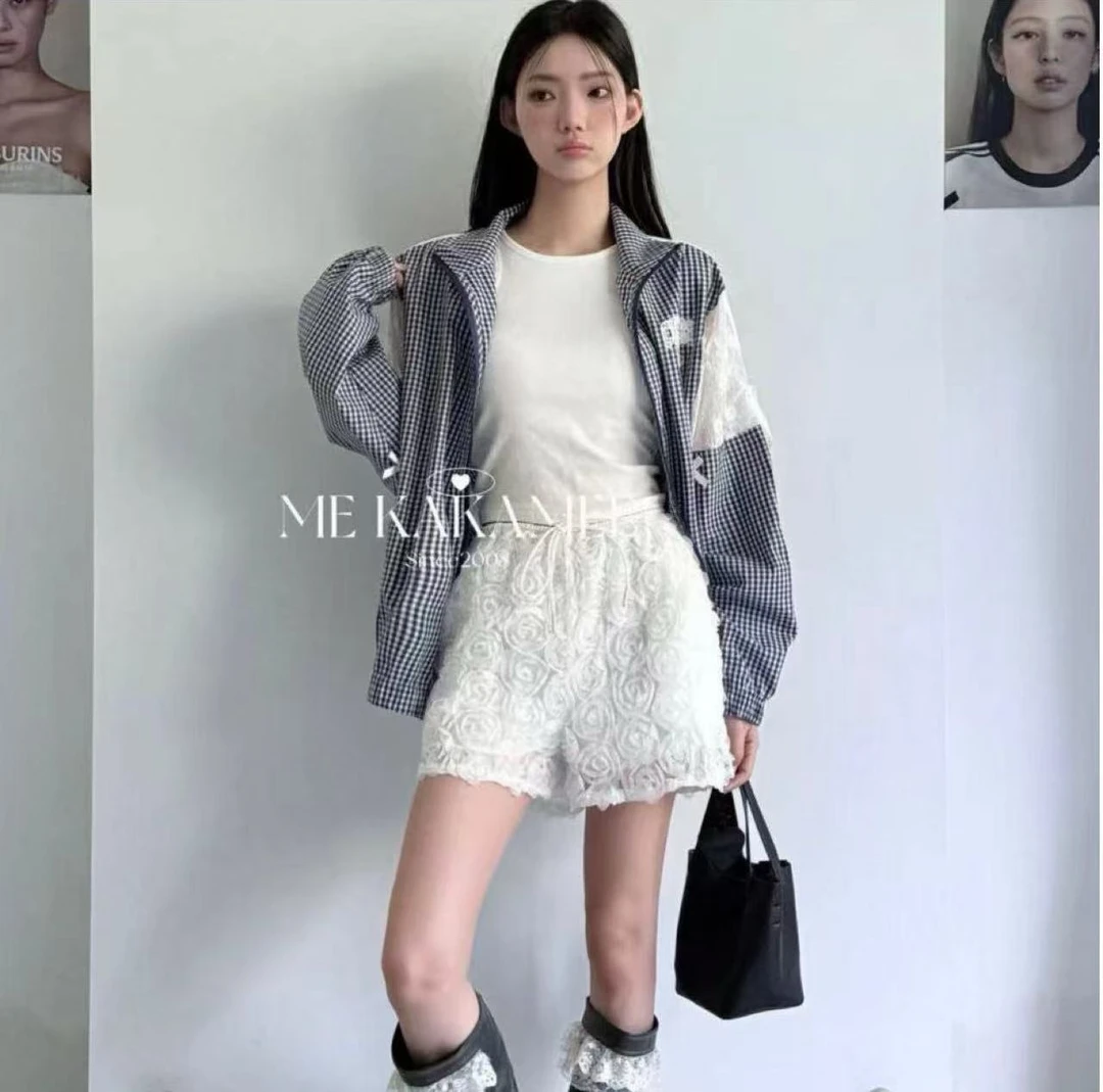 复古#665玫瑰花朵抽绳雪纺裤