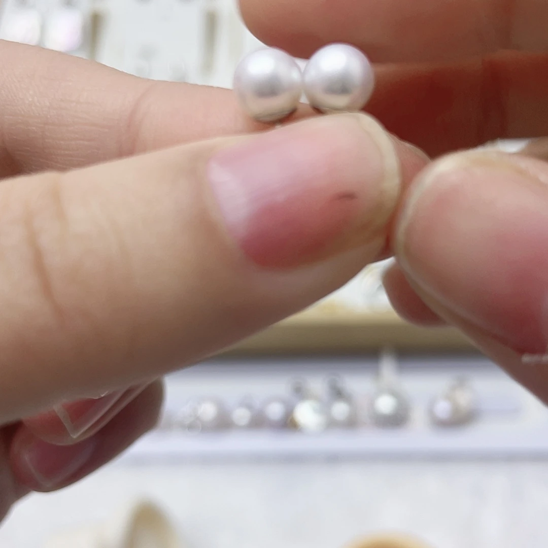 明***子银S925镶嵌耳饰淡水珍珠
