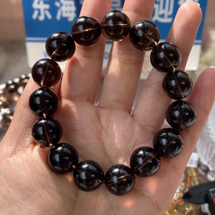 水晶手串未镶嵌天然茶晶基本纯净体