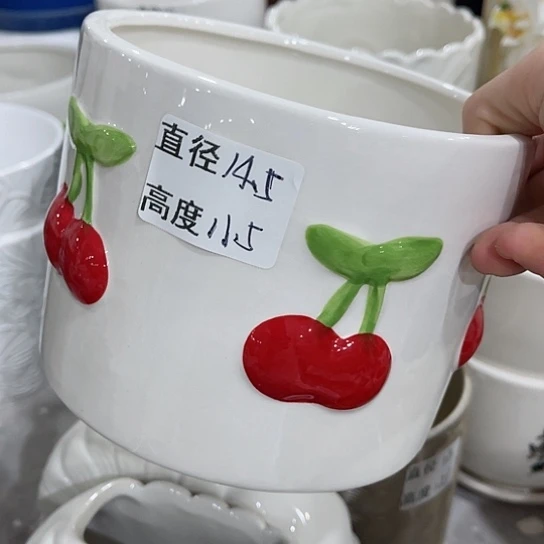 多肉绿植陶瓷花盆9.9包邮,有孔