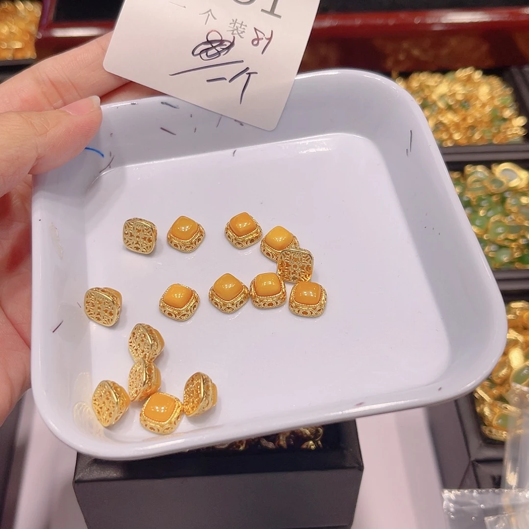 银S925镀金镶嵌蜜蜡珠宝奇石191 。