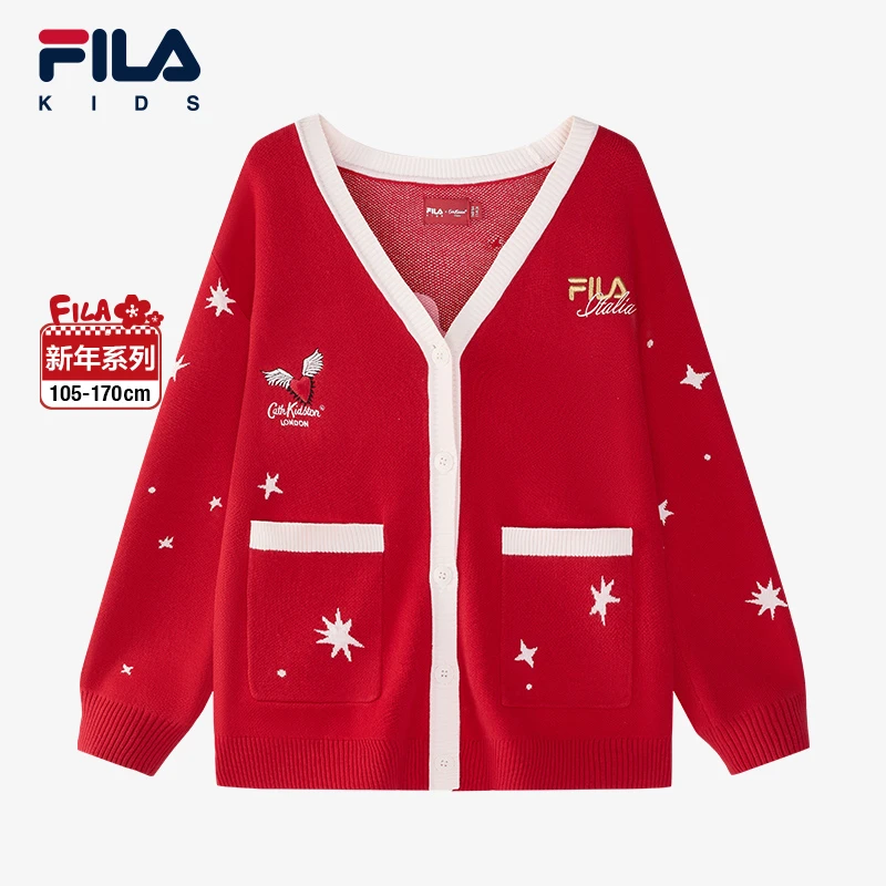 FILA斐乐儿童【新年款】儿童毛衣女大童上衣长袖开衫K12G514404F