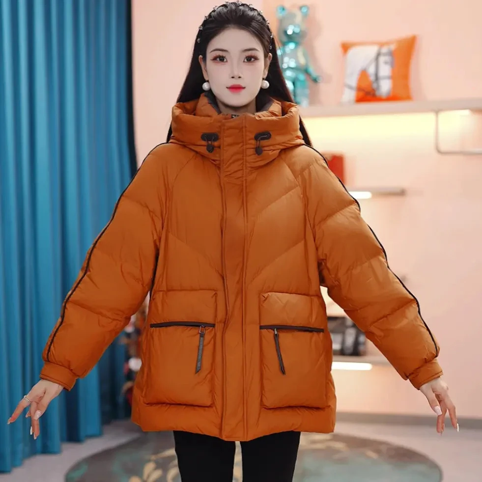 连帽女士休闲羽绒服冬季新款时尚洋气宽松保暖加厚显瘦【SJYF3926】