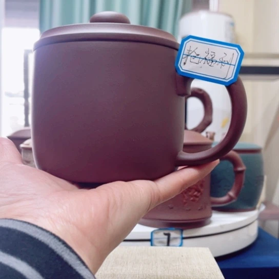 紫砂茶杯宁****荷紫泥老板杯