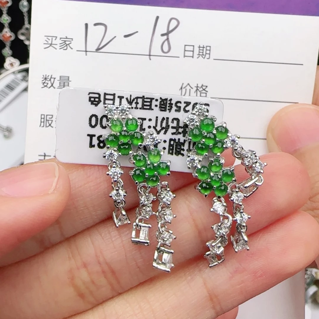 翡翠戒指银S925镶嵌戒指