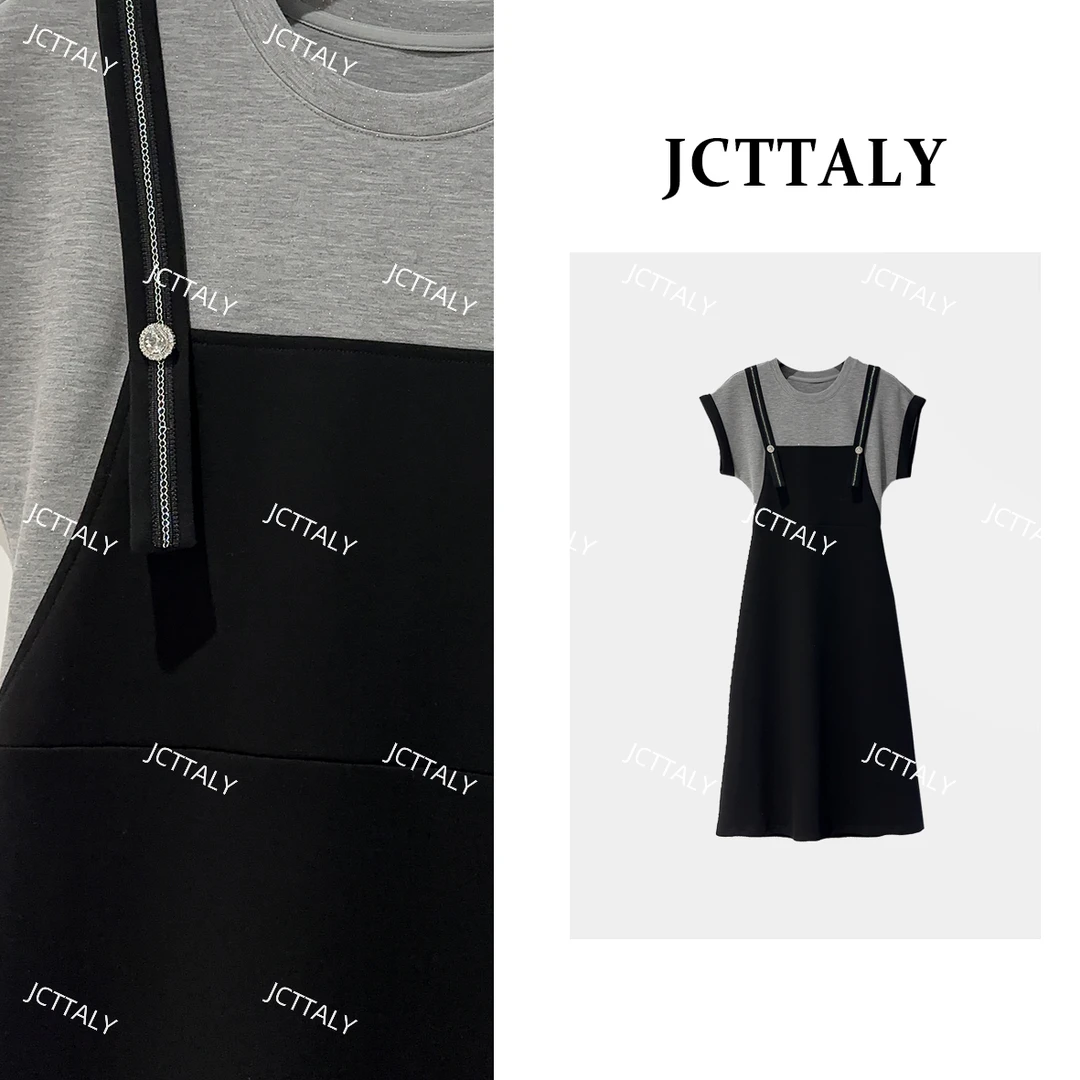 【XY】【26】春夏新款女装轻奢修身短袖连衣裙夏拼接JC-A3643