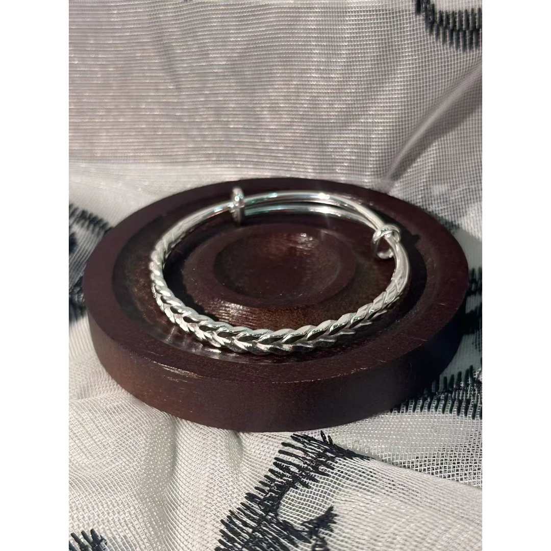 足银银制品 S037 麦穗手镯推拉直播间选款时百搭精美手镯