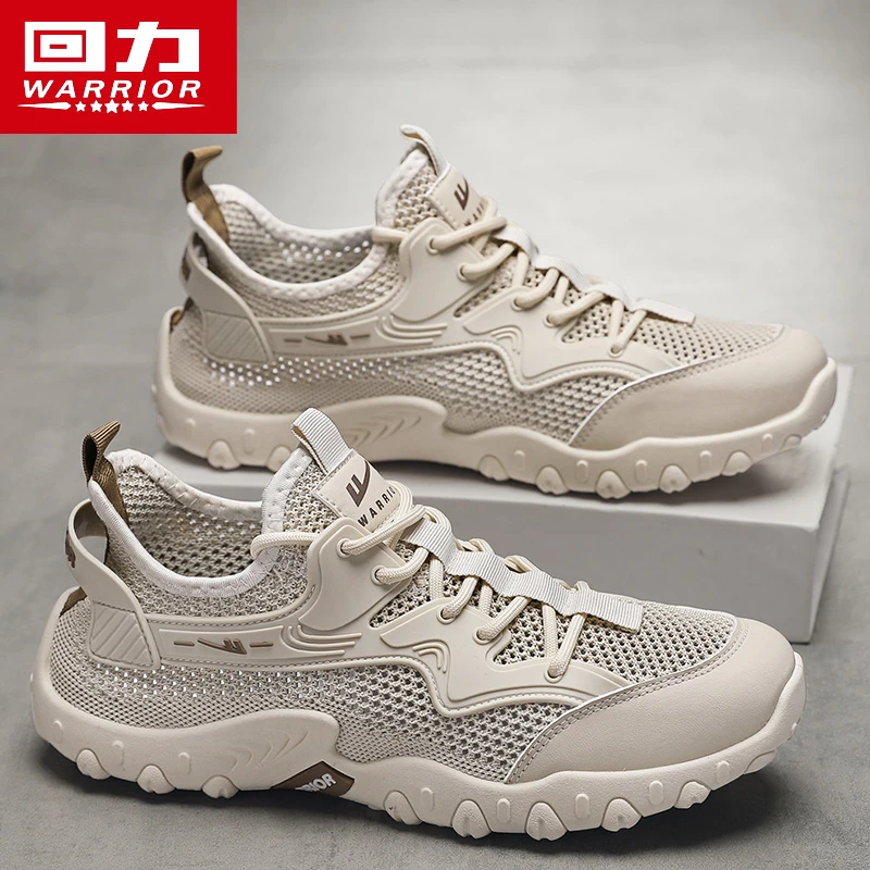 回力冬季透气网面镂空男鞋2025新款软底运动休闲户外旅游登山网鞋