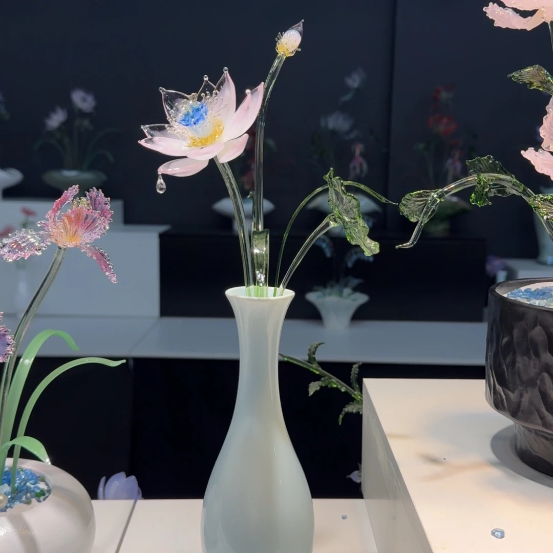 琉璃手工艺品粉荷花05