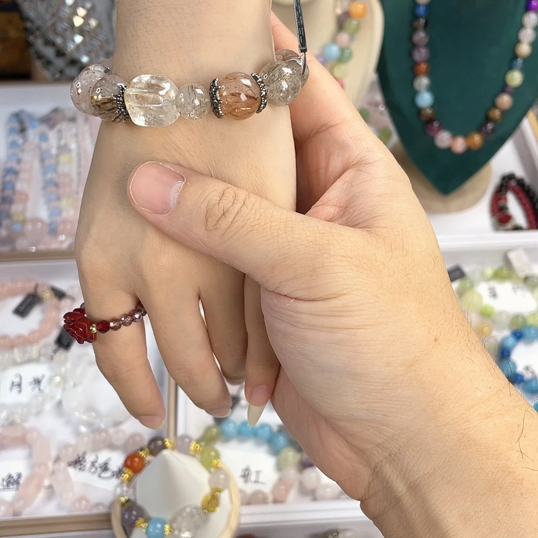 水晶手链银S925镀金镶嵌