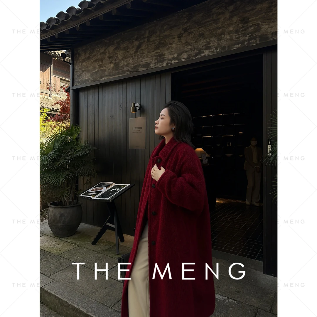 THE MENG【跨年夜】马海毛极细美丽诺羊毛长毛毛呢大衣#M243K0121DN
