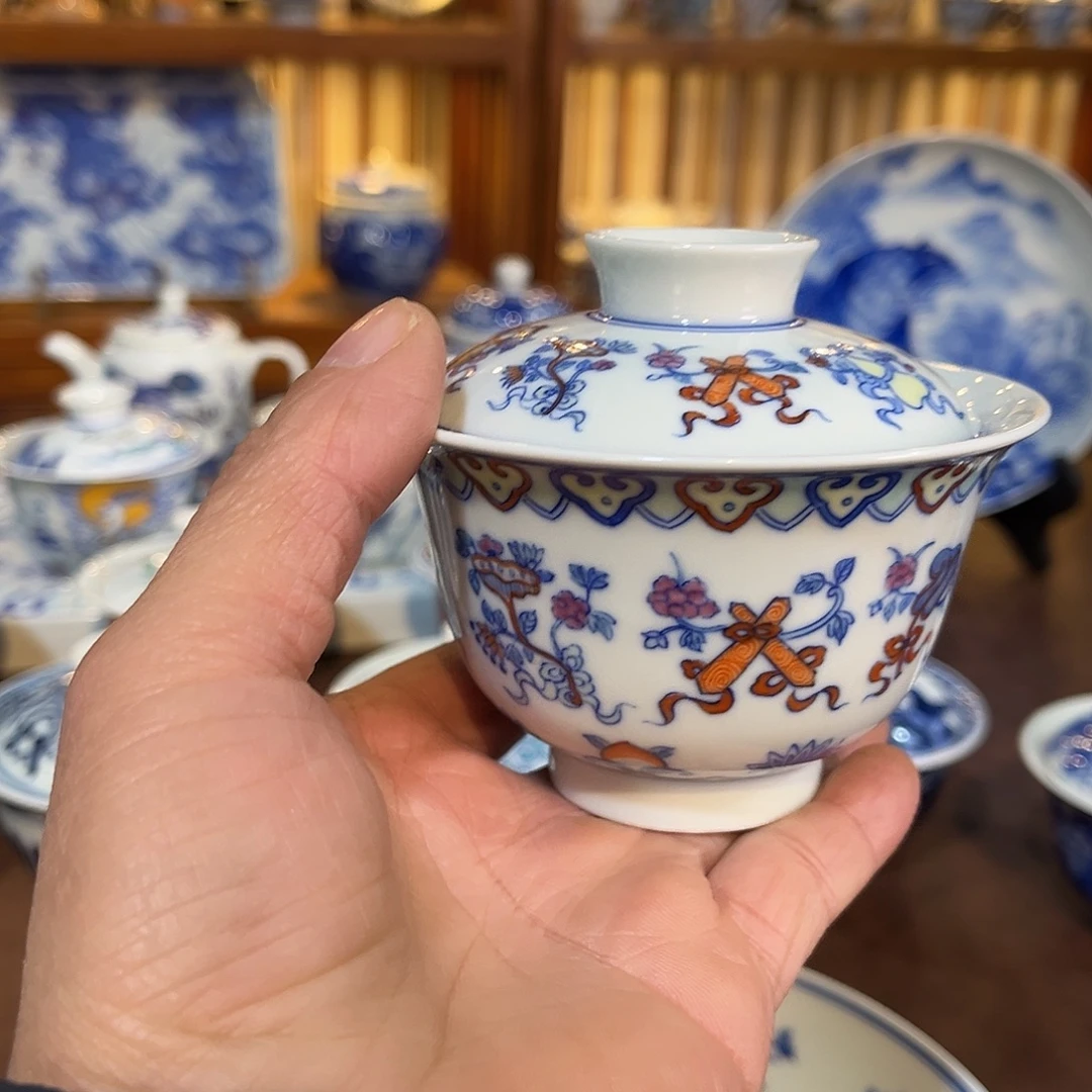 錡镇堂手工手绘绘盖碗