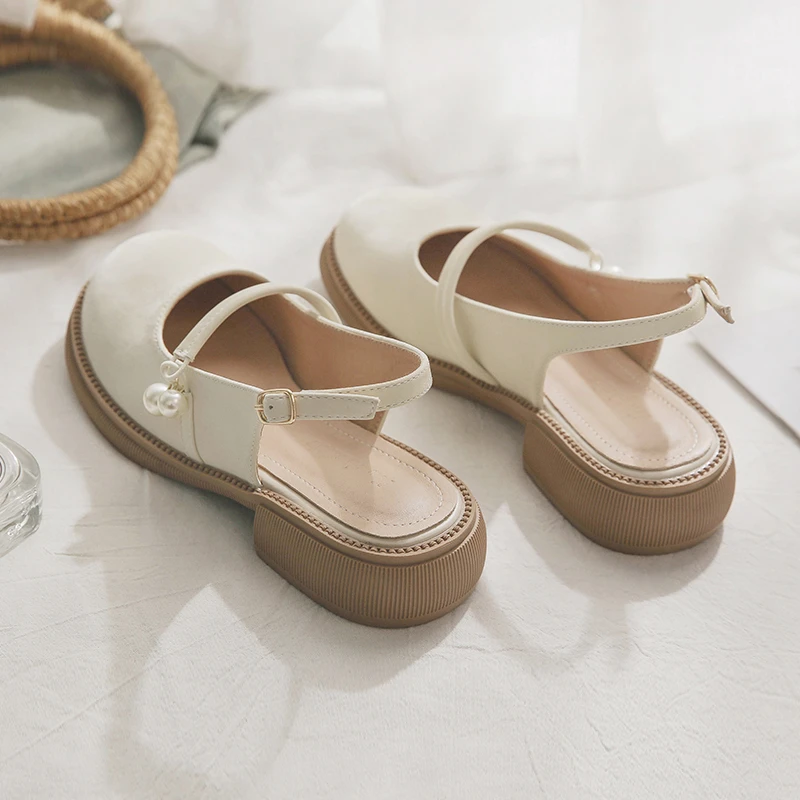 羊皮版~春季玛丽珍晚晚鞋包头凉鞋女夏仙女风法式配裙子单鞋女夏