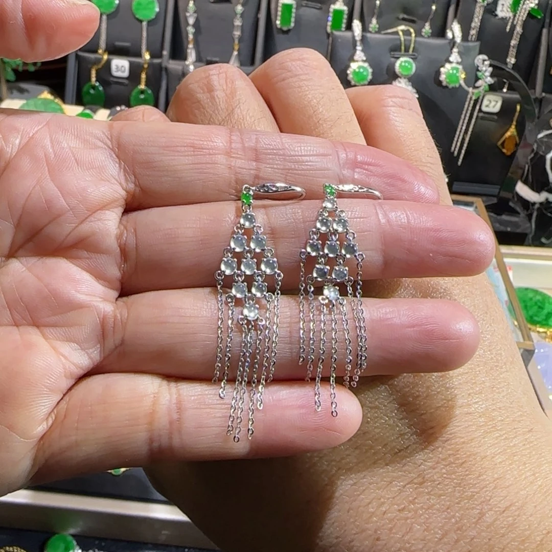 翡翠18K金镶嵌颈饰耳钩