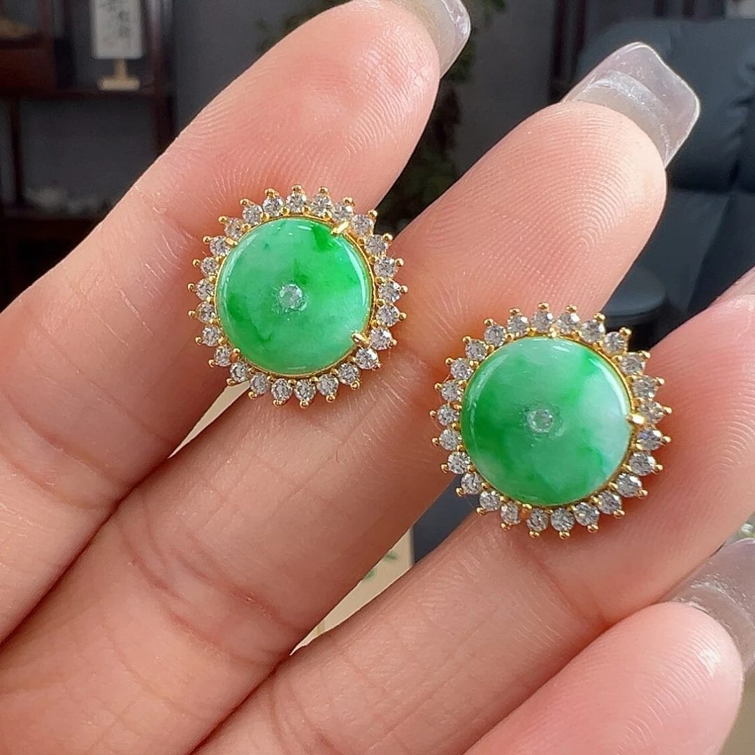 翡翠银S925镶嵌耳饰耳饰