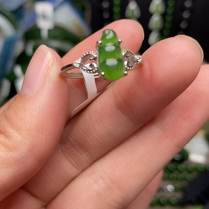 和田玉银S925镶嵌戒指