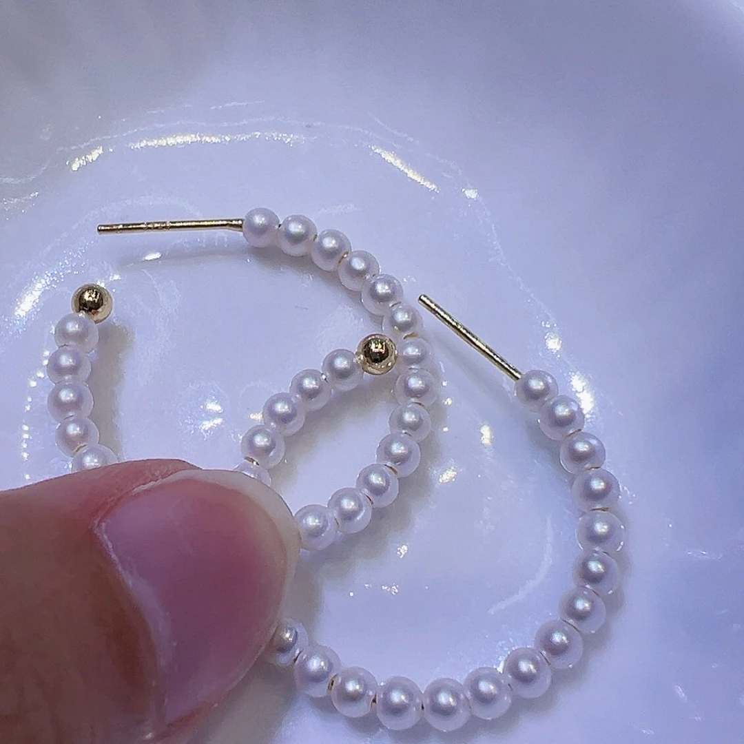 银S925镶嵌淡水珍珠耳饰
