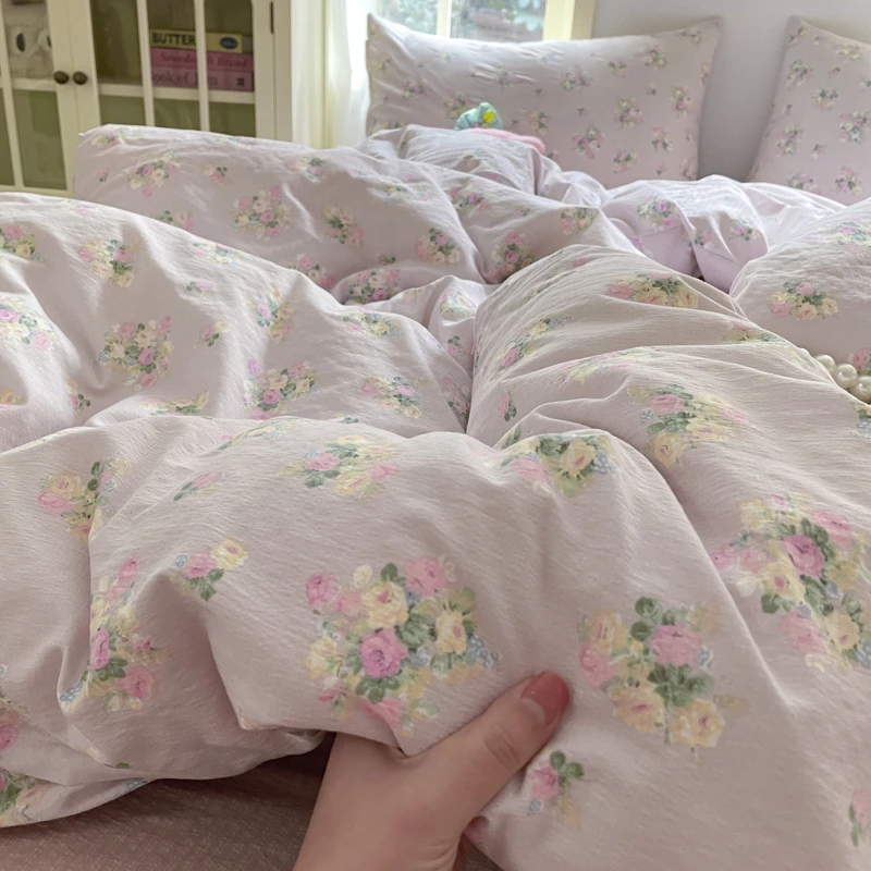 水洗双层纱四件套床上用品学生宿舍被套床单床笠床套被罩三件套