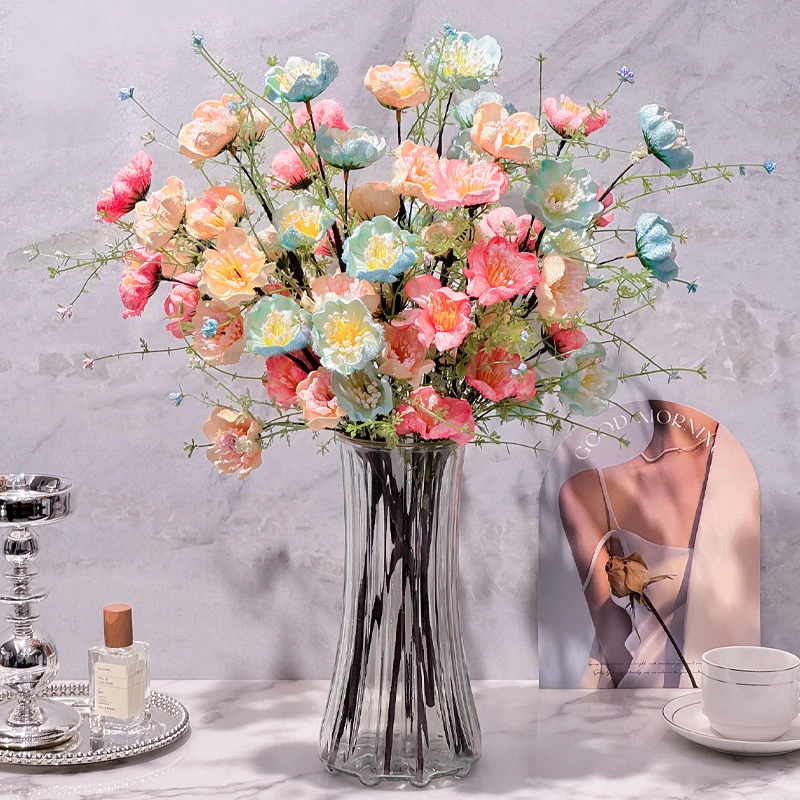轻奢高档仿真花摆设杜鹃花粉蝶假花装饰客厅花束餐桌花艺家居摆件