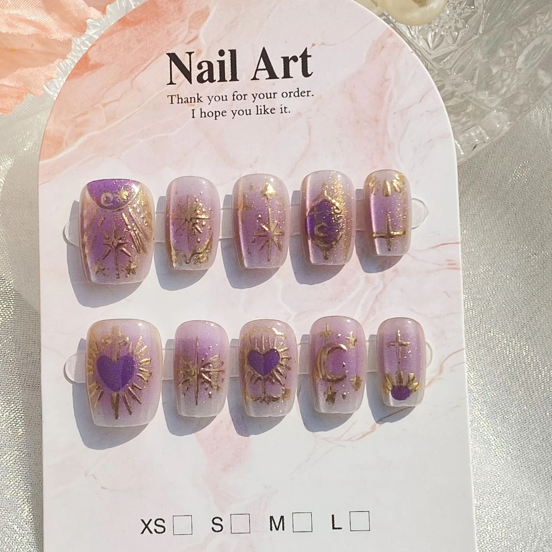 紫色魅影新款高级纯手工穿戴甲