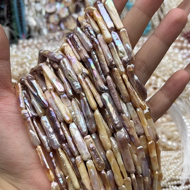 玛瑙/玉髓未镶嵌珠宝半成品一条银条巴洛克珍珠