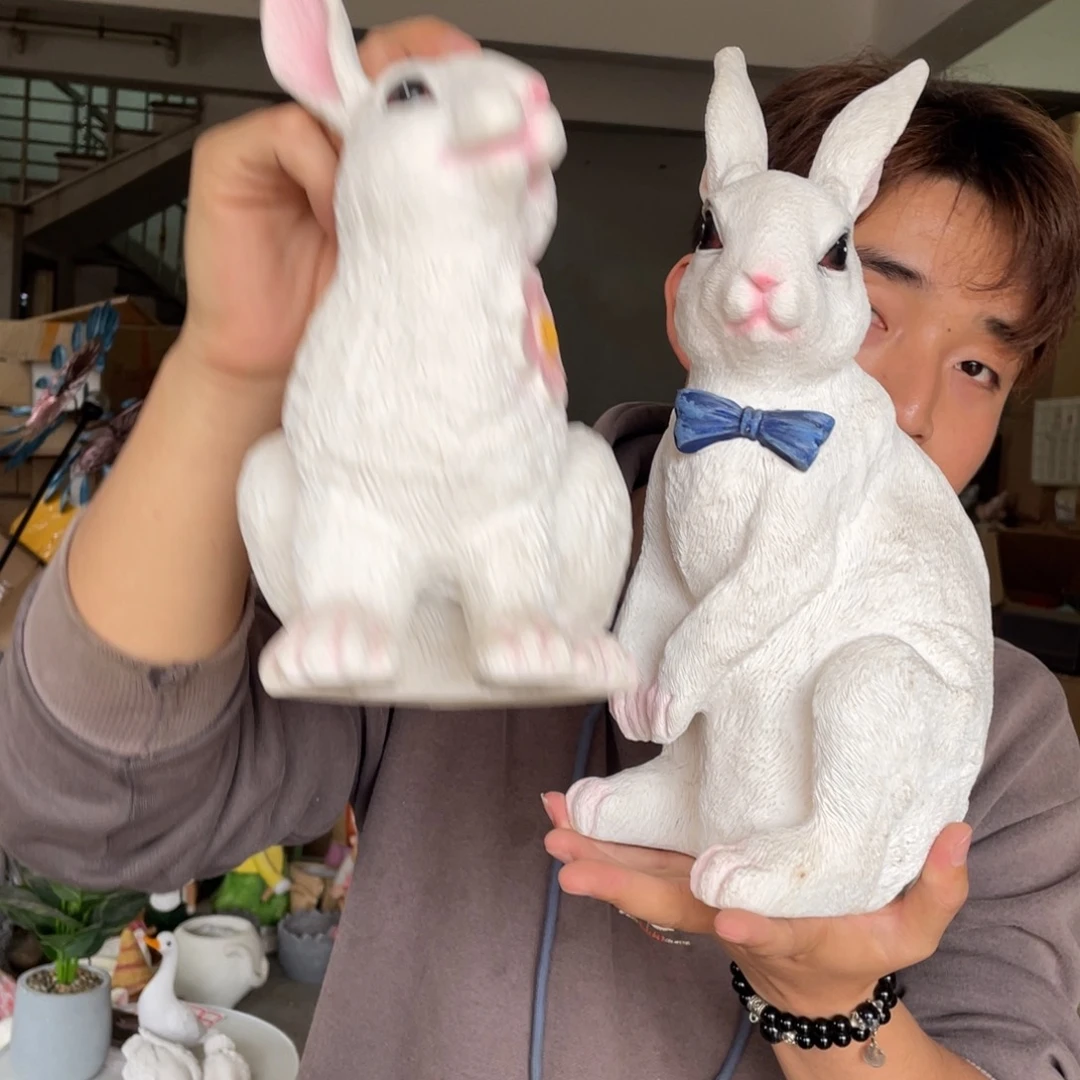 【闪购商品】陶瓷摆件兔子一对摆件