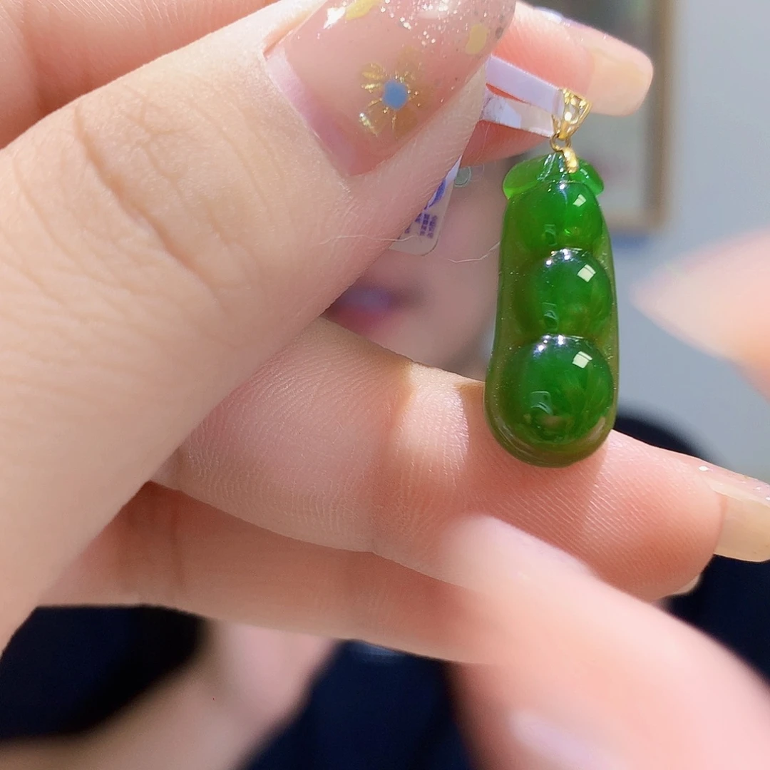 和田玉（碧玉）18K金镶嵌颈饰