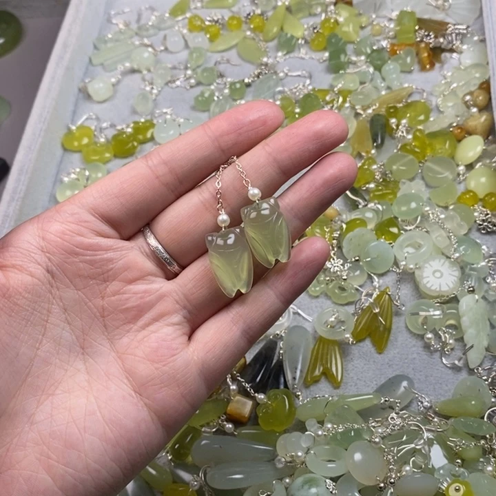 蛇纹石玉未镶嵌挂件耳饰耳环项链