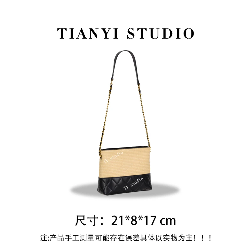 【TY】GQ-8964-杏色/黑色 轻奢高级韩版单肩潮流时尚简约女包