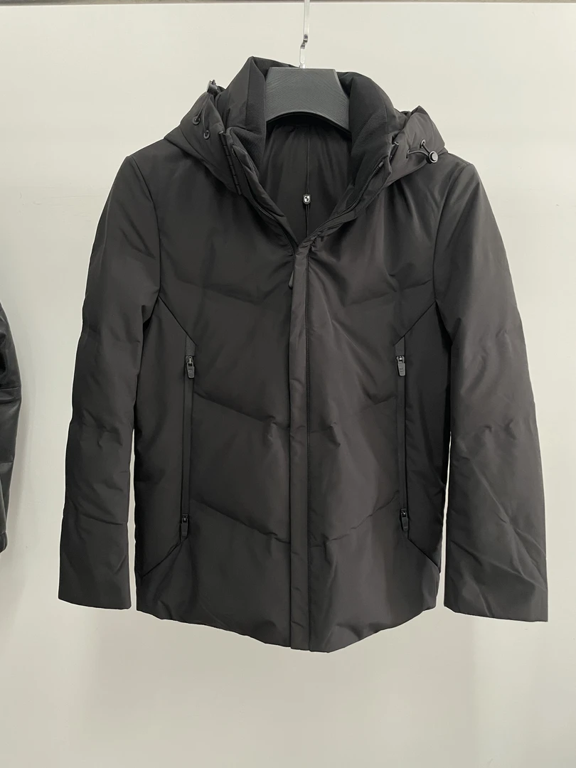 jk720男士冬季厚款简约黑色连帽羽绒服厚外套帽子可脱卸