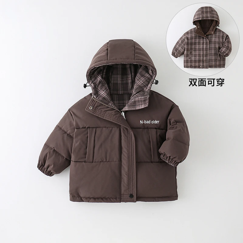 SCBEBE双面穿【白鸭绒】儿童羽绒服冬季2024男童洋气连帽外套AW573