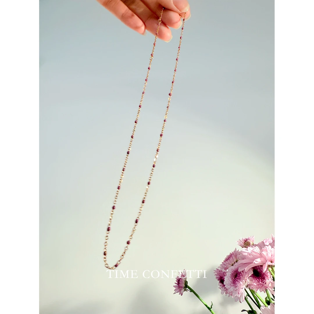 钛钢项链 镀K金【孙二娘】小红莓-波西米亚风滴油彩色项链TC 10850