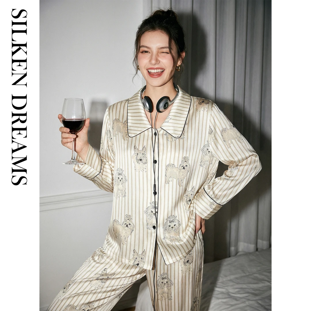 一口小鼠专属【马德里｜查特灰调】春秋原创设计薄款睡衣家居服套装2