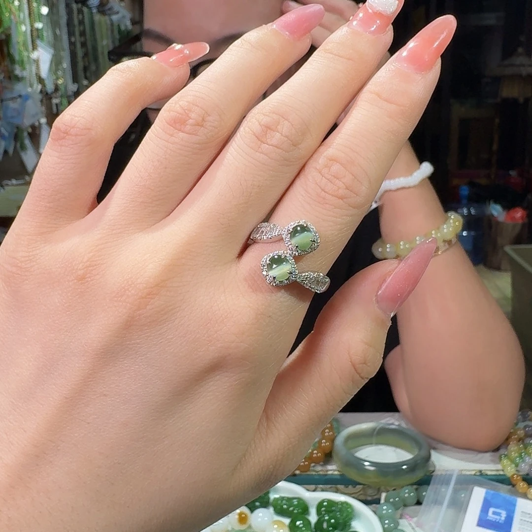 和田玉银S925镶嵌戒指