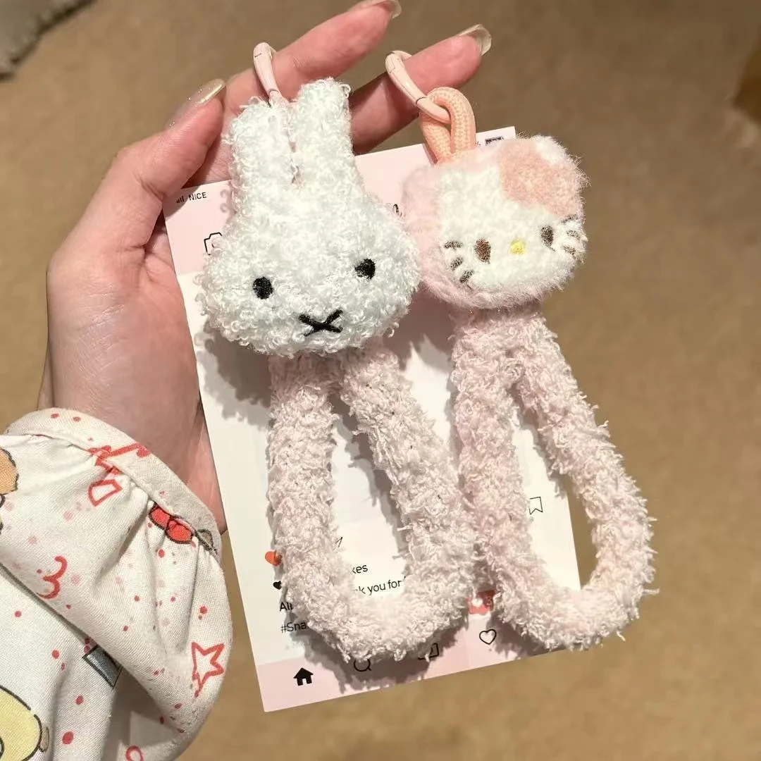 可爱立体毛绒Kitty猫米菲兔手机挂绳便携防丢钥匙扣挂饰
