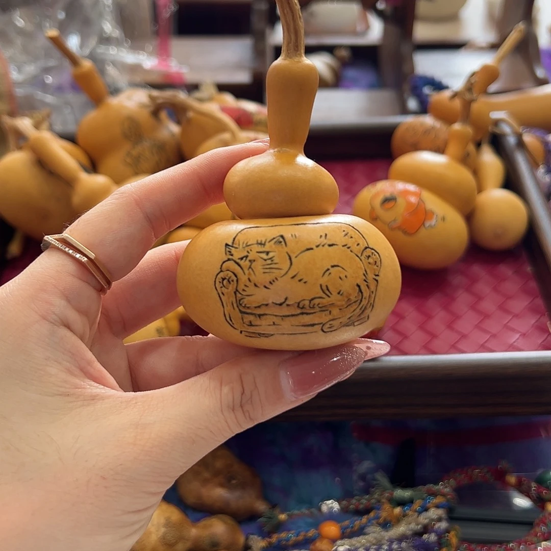 火***皮墨刻钱袋子葫芦把件