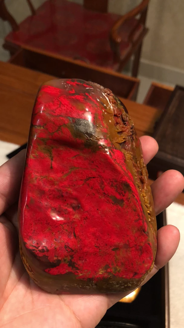昌化鸡血石摆件鉴赏收藏玩赏